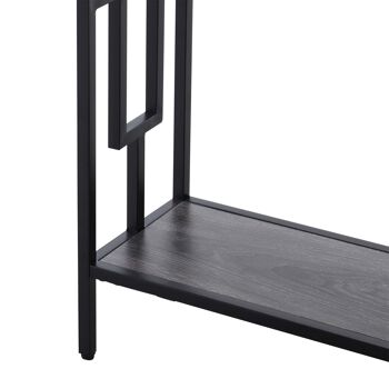 Console table d'appoint design industriel dim. 106L x 23l x 76H cm étagère acier noir panneaux particules bois gris 4