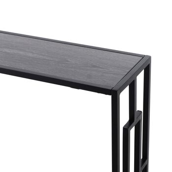 Console table d'appoint design industriel dim. 106L x 23l x 76H cm étagère acier noir panneaux particules bois gris 5