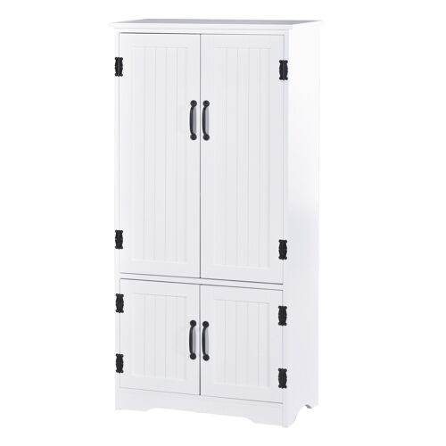 Buffet haut - armoire de cuisine multi-rangement - 3 portes, 4 niches,  tiroir - piètement métal noir panneaux particules aspect bois clair