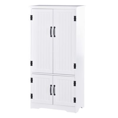 HOMCOM Armoire de cuisine contemporaine multi-rangements 2 placards 3 étagères MDF panneaux particules blanc