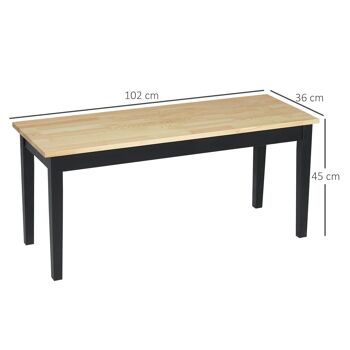 Banc 2 personnes dim. 102L x 36l x 45H cm bois de pin noir 3