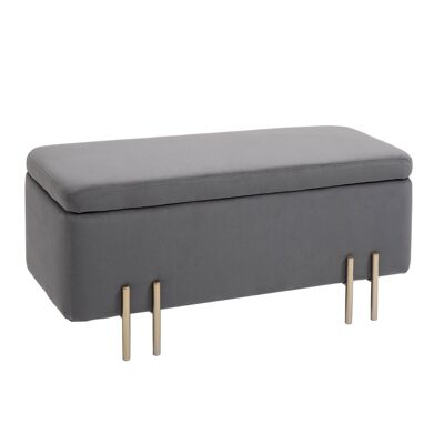 HOMCOM Large contemporary design storage chest pouf - bench with storage space - dim. 100L x 40W x 42H cm - dark gray velvet gold metal base