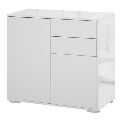 Chest of drawers buffet storage unit 2 drawers 2 doors with shelf 79 x 36 x 74 cm white