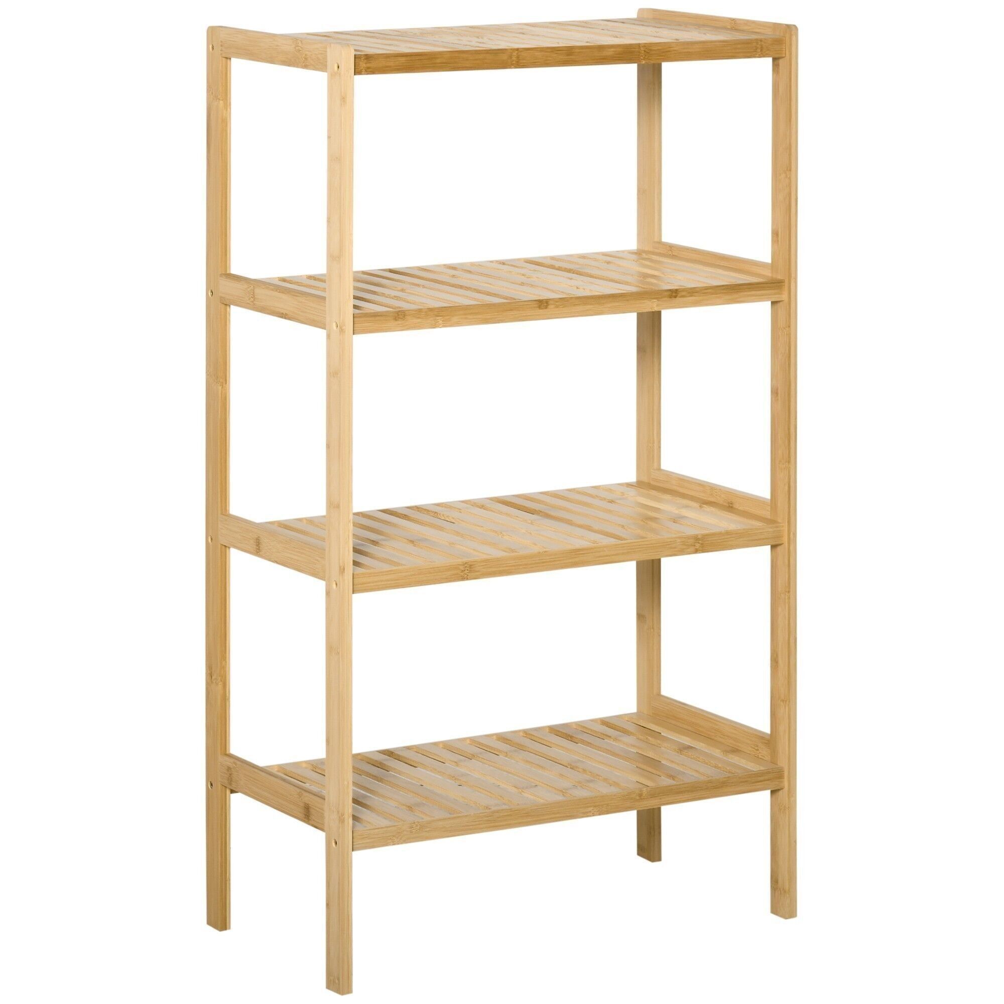 Scaffale portaoggetti 4 livelli su piedi - Ripiani a doghe - Dim. 62L x 33L x 112H cm - Legno di bambù