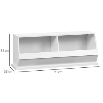 Meuble de rangement 2 casiers - dim. 90L x 36l x 35H cm - MDF blanc 3