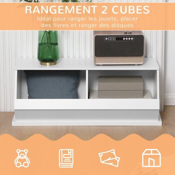 Meuble de rangement 2 casiers - dim. 90L x 36l x 35H cm - MDF blanc 5