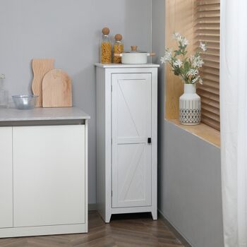 Armoire de cuisine style campagne chic 1 porte 3 étagères réglables - dim. 43L x 40l x 121H cm - MDF blanc 2