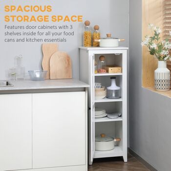 Armoire de cuisine style campagne chic 1 porte 3 étagères réglables - dim. 43L x 40l x 121H cm - MDF blanc 4