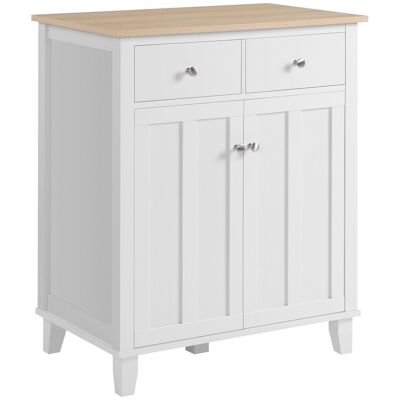 2-door multi-storage sideboard with shelf 2 sliding drawers white particle board light wood look