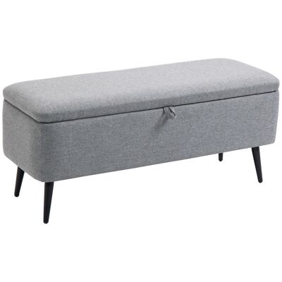 2-in-1 storage chest bench dim. 102L x 40W x 39H cm black steel base gray fabric