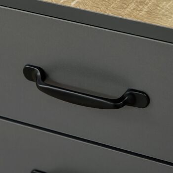 Buffet haut design industriel multi-rangement - porte avec étagère, tiroir, 3 niches - piètement métal noir MDF gris 4