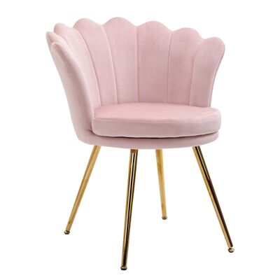 Sedia Seashell sedia design gambe affusolate in metallo oro velluto rosa cipria