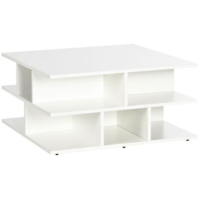 Contemporary geometric design coffee table dim. 70L x 70W x 36.5H cm white particle panels