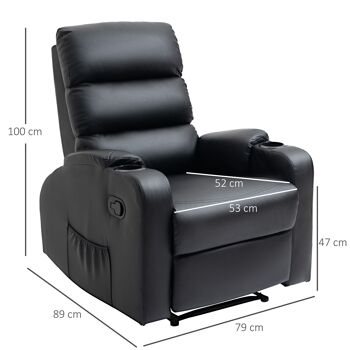 Fauteuil de relaxation inclinable avec repose-pied ajustable revêtement synthétique noir 3