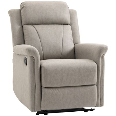 Reclining relaxation chair with adjustable footrest, gray polyester microfiber covering