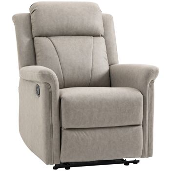 Fauteuil de relaxation inclinable avec repose-pied ajustable revêtement microfibre polyester gris 1