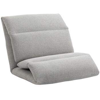 Fauteuil convertible fauteuil paresseux grand confort inclinaison dossier multipositions 90°-180° acier tissu gris clair 1