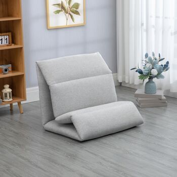 Fauteuil convertible fauteuil paresseux grand confort inclinaison dossier multipositions 90°-180° acier tissu gris clair 2