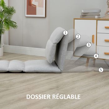 Fauteuil convertible fauteuil paresseux grand confort inclinaison dossier multipositions 90°-180° acier tissu gris clair 5