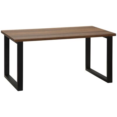 Industrial style rectangular coffee table dim. 100L x 60W x 50H cm black metal MDF walnut wood look