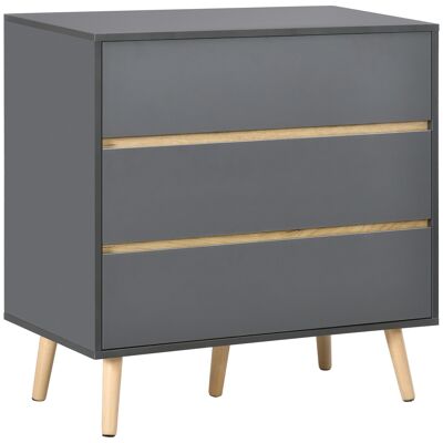 Chest of 3 drawers Scandinavian design gray particle board with light wood look