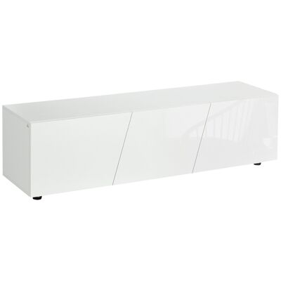 TV cabinet Contemporary style TV bench with 3 drop-down doors, lacquered white panels