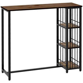 Table de bar 3 étagères style industriel acier noir aspect panneaux aspect bois 1
