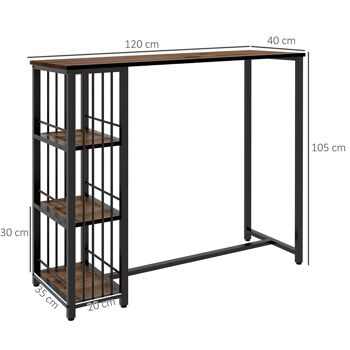Table de bar 3 étagères style industriel acier noir aspect panneaux aspect bois 3