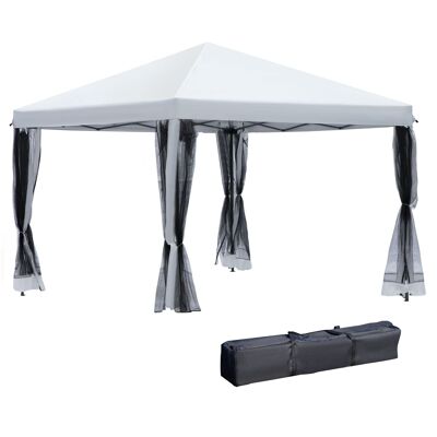 Gazebo Barnum pieghevole in stile coloniale 2,96 L x 2,96 L x 2,6 A m 4 zanzariere + borsa per il trasporto color crema nera