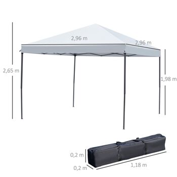 Tonnelle barnum pliant style colonial 2,96L x 2,96l x 2,6H m 4 moustiquaires + sac de transport crème noir 3