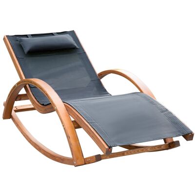 Lounge chair rocking rocking chair deckchair sunbathing wooden rocking chair load 120 Kg black