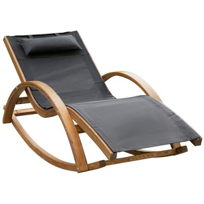 Lounge chair rocking rocking chair deckchair sunbathing wooden rocking chair load 120 Kg gray