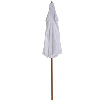 Parasol en bois peuplier droit 2 toit polyester 180 g/m² dia. 2,7 x 2,6H m blanc 4