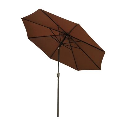 Parasol en métal rond polyester 180g/m² manivelle inclinable Ø 3 x 2,45 m chocolat