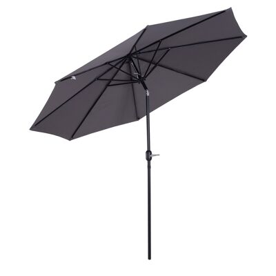 Round metal parasol polyester 180g/m² tiltable crank Ø 3 x 2.45 m gray