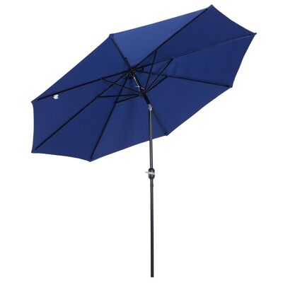 Paraguas metálico redondo poliéster 180g/m² manivela basculante Ø 3 x 2,45 m azul