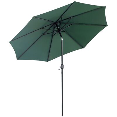 Round metal parasol polyester 180g/m² tilting crank Ø 3 x 2.45 m green