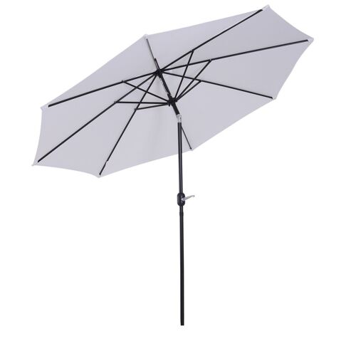 Parasol en métal rond polyester 180g/m² manivelle inclinable Ø 3 x 2,45 m blanc