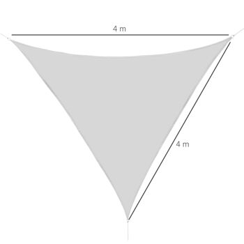 Voile d'ombrage triangulaire grande taille 4 x 4 x 4 m polyester imperméabilisé haute densité 160 g/m² gris 3