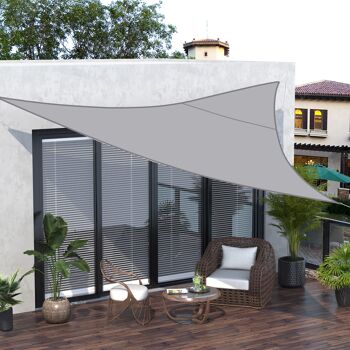 Voile d'ombrage triangulaire grande taille 6 x 6 x 6 m polyester imperméabilisé haute densité 160 g/m² gris clair 2