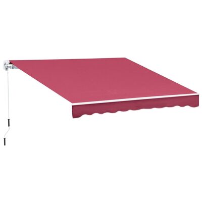 Tenda da sole retrattile manuale in alluminio in poliestere impermeabile 3L x 2,5L rosso bordeaux