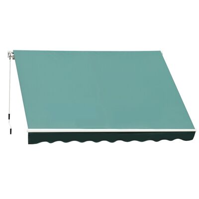 Toldo retráctil manual de aluminio en poliéster impermeable 3L x 2,5L m verde