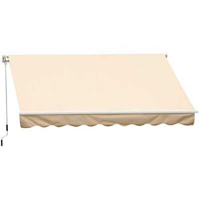 Manual retractable aluminum awning. high density waterproofed polyester 4 x 2.5 m beige