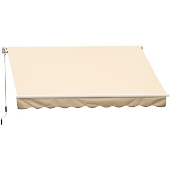 Store banne manuel rétractable alu. polyester imperméabilisé haute densité 4 x 2,5 m beige 1