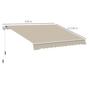 Store banne manuel rétractable alu. polyester imperméabilisé haute densité 4 x 2,5 m beige 3