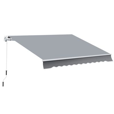 Manual retractable aluminum awning. high density waterproofed polyester 4 x 2.5 m gray