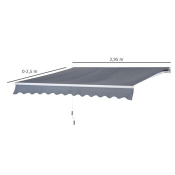 Store banne manuel rétractable aluminium polyester imperméabilisé 2,95L x 2,5l m gris 3