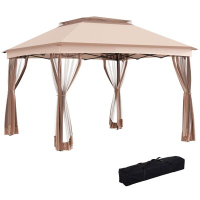 Gazebo Barnum pieghevole da giardino pieghevole 3,25 L x 3,25 L x 2,65 A m zanzariere in acciaio poliestere + borsa per il trasporto caffè