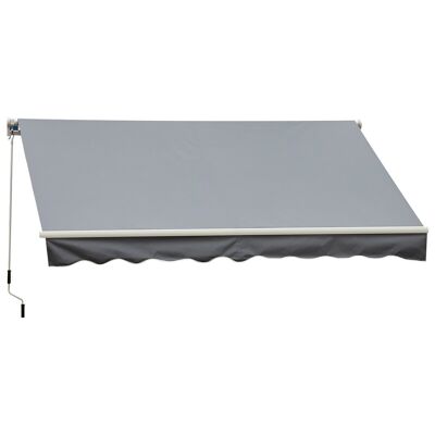 Manuell einziehbare Aluminium-Markise aus wasserdichtem Polyester, 3,5 x 2,5 m, grau