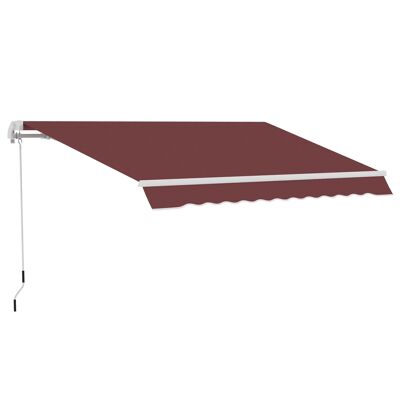 Manual retractable aluminum awning in waterproof polyester 3.5L x 2.5L m burgundy